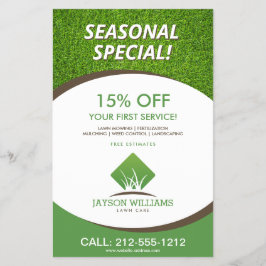 Flyer Logotipo de hierba moderna/Ajardinado de hierba bl