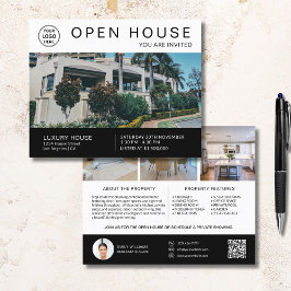 Flyer Logotipo de la Casa Abierta Inmobiliaria Foto QR W