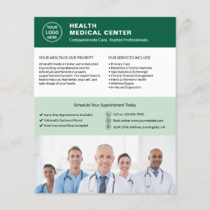 Flyer Logotipo de médico de clínica de atención médica p