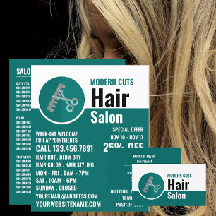 Flyer Logotipo de moda, estilista de cabello, anuncio de