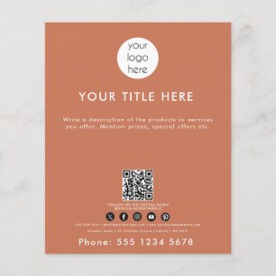 Flyer Logotipo de negocio Código QR Código Medios social