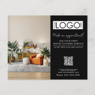 Flyer Logotipo de negocio de cita de empleada de limpiez