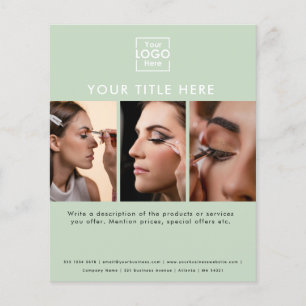 Flyer Logotipo de Negocio Simple Salón de Belleza Verde 