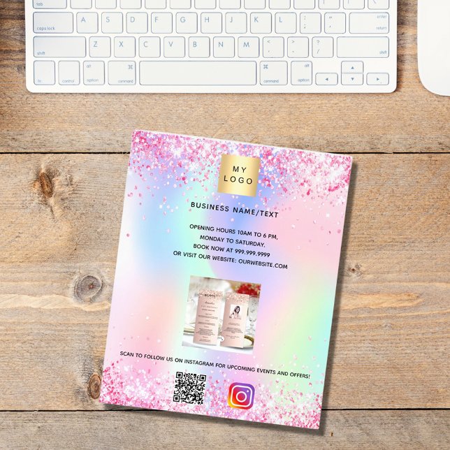 Flyer Logotipo de panadería de pastelería código holográ (Subido por el creador)