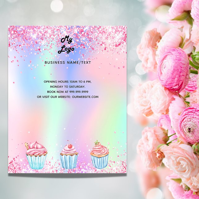 Flyer Logotipo de panadería de pastelería código holográ (Subido por el creador)