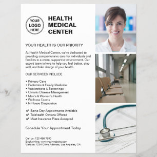 Flyer Logotipo de Personalizado de Médico de atención de