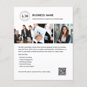Flyer Logotipo de personalizado Foto QR Profesional Whit