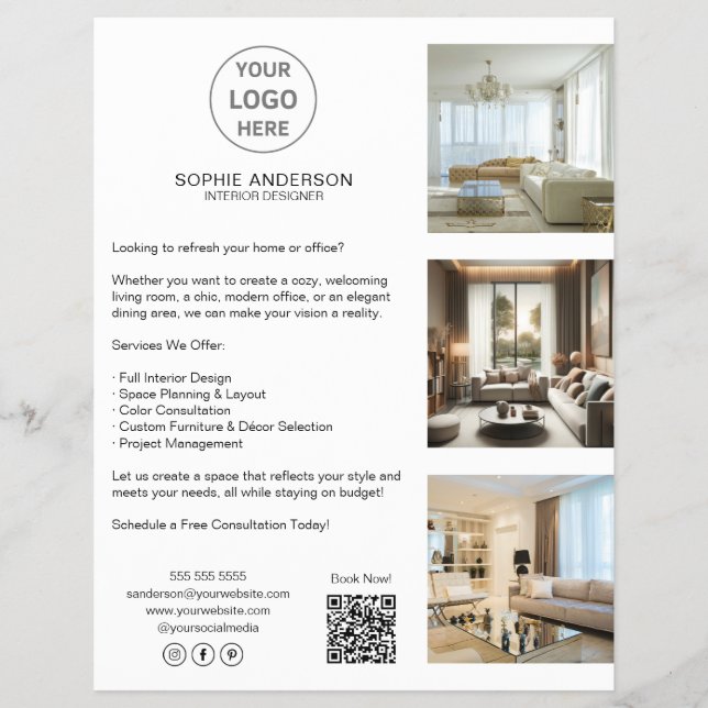 Flyer Logotipo de Personalizado moderno White Profession (Frente)