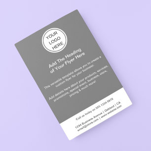 Flyer Logotipo de promoción comercial Gris y Blanco corp