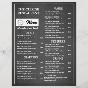 Flyer Logotipo de restaurante en pizarra