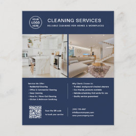 Flyer Logotipo de Servicios de Limpieza Código QR Foto A