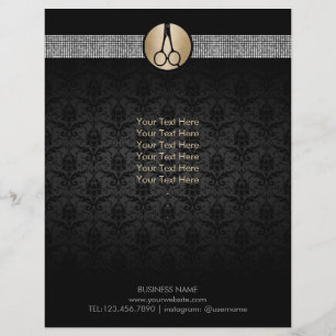 Flyer Logotipo de Tijera Dorada Moderna Estilista de Cab