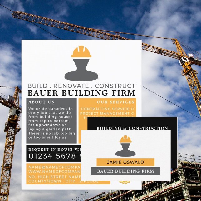 Flyer Logotipo del constructor, empresa de construcción, (Subido por el creador)
