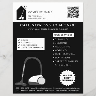 Flyer Logotipo del servicio de limpieza moderno con códi