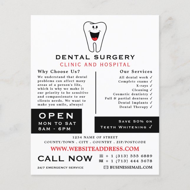 Flyer Logotipo dental personalizado, odontología, public (Frente)
