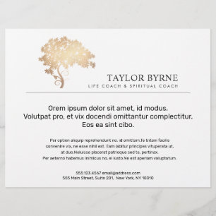 Flyer Logotipo elegante del árbol de oro