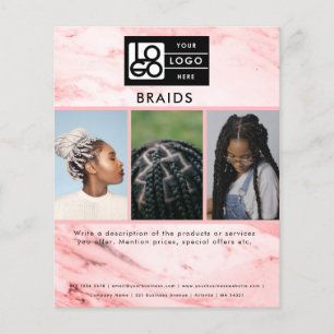 Flyer Logotipo Empresarial Trenzas de Cabello de Mármol 