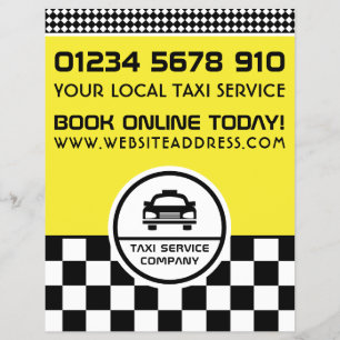 Flyer Logotipo en círculo del taxi negro con lista de pr