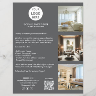 Flyer Logotipo gris personalizado moderno profesional em