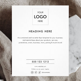 Flyer Logotipo Minimal Marketing Empresarial Negro