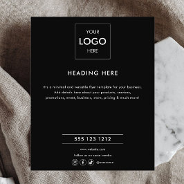 Flyer Logotipo Mínimo de Marketing Comercial Negro