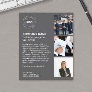 Flyer Logotipo Moderno Foto Gris Oscuro Empresa Profesio