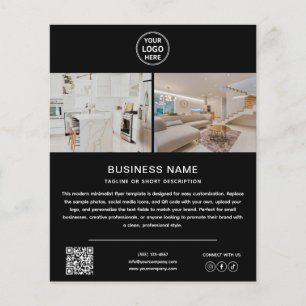 Flyer Logotipo moderno foto QR marketing empresarial neg