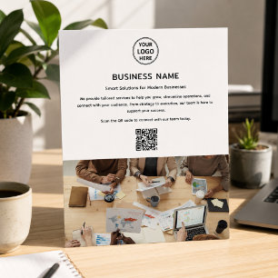 Flyer Logotipo moderno Foto QR Profesional White Busines
