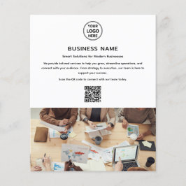Flyer Logotipo moderno Foto QR Profesional White Busines