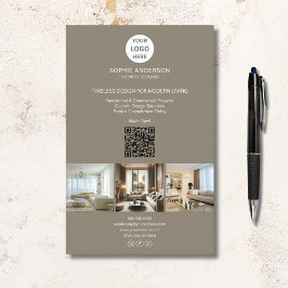 Flyer Logotipo moderno Foto QR Taupe Profesional Busines