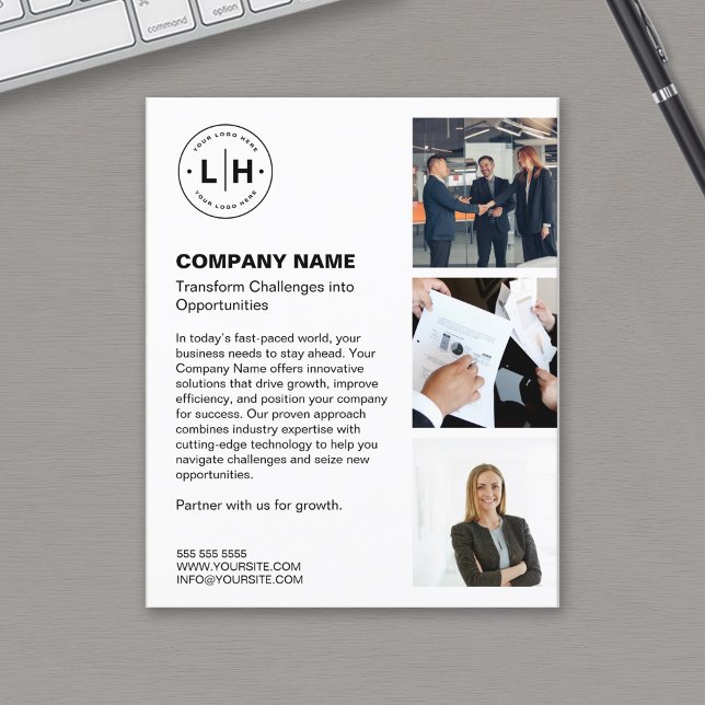 Flyer Logotipo moderno Photo White Professional Business (Modern Logo Photo White Professional Business Flyer)