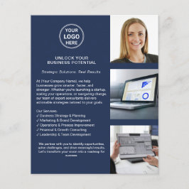 Flyer Logotipo moderno Profesional Navy Blue Business