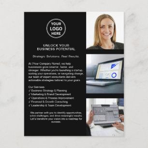 Flyer Logotipo moderno profesional negro empresarial