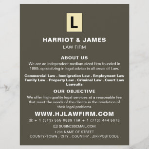 Flyer Logotipo personalizado, anuncio de servicios legal