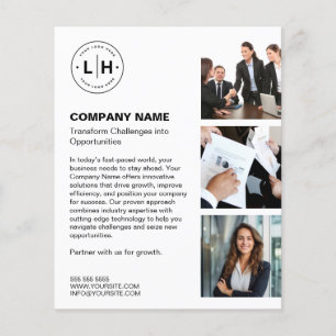 Flyer Logotipo Personalizado Blanco Empresarial Moderno