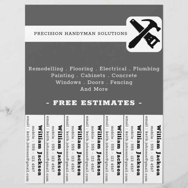 Flyer logotipo personalizado de construcción de fontaner (Frente)