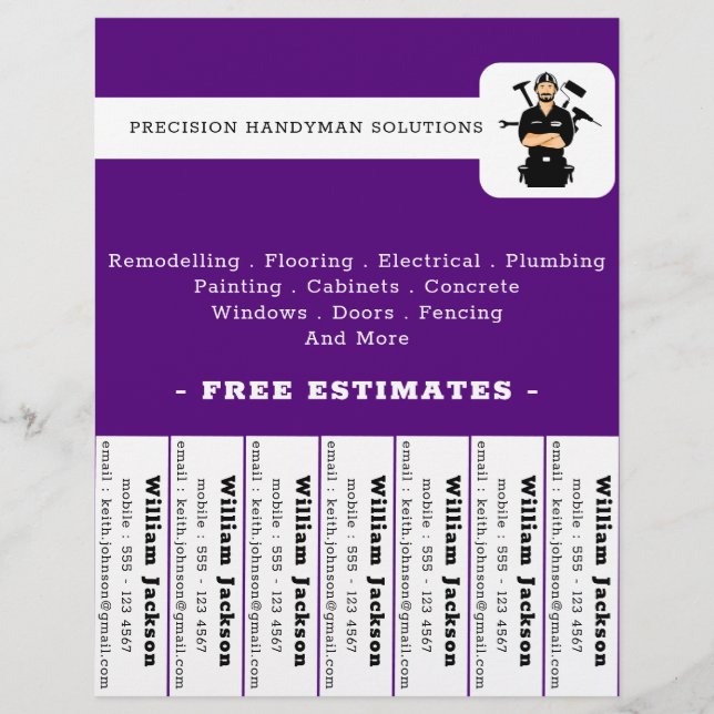 Flyer logotipo personalizado de construcción de fontaner (Frente)