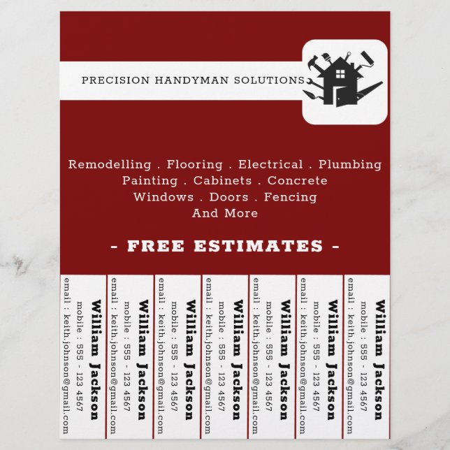 Flyer logotipo personalizado de construcción de fontaner (Frente)