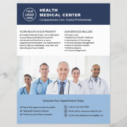 Flyer Logotipo Personalizado Foto QR Clínica Médica Doct