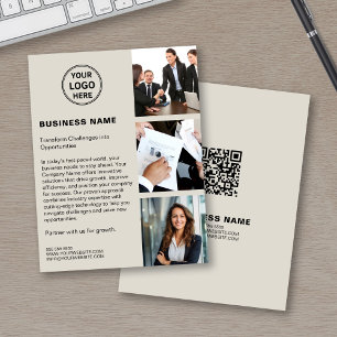 Flyer Logotipo Personalizado Foto QR Moderno Negocio Cor