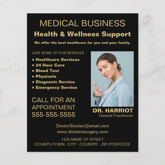 Flyer Logotipo personalizado, médico general, enfermera (Frente)