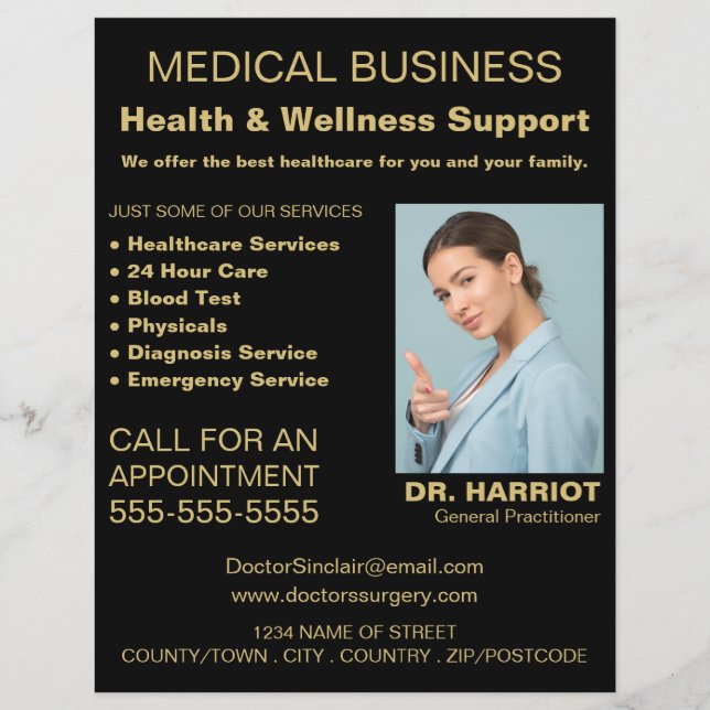 Flyer Logotipo personalizado, médico general, enfermera (Frente)