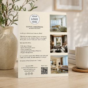 Flyer Logotipo personalizado moderno crema profesional e
