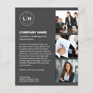 Flyer Logotipo personalizado moderno de color gris oscur
