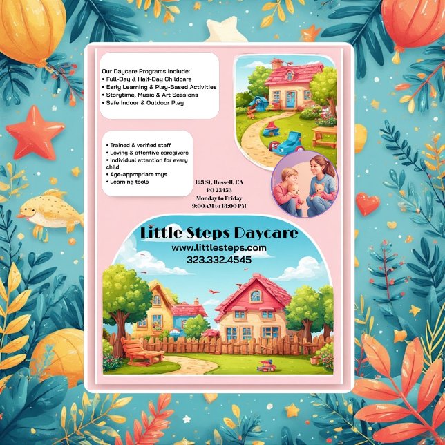 Flyer Logotipo personalizado moderno de Little Steps Day (Little Steps Daycare Company Logo Modern Custom Flyer)