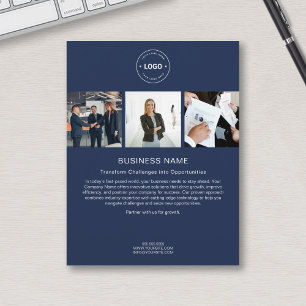 Flyer Logotipo Personalizado Moderno Foto Azul Empresa C