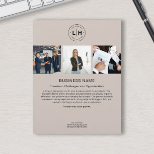 Flyer Logotipo personalizado moderno foto beige empresar