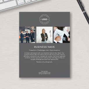 Flyer Logotipo Personalizado Moderno Foto Gris Empresa C