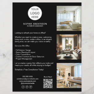 Flyer Logotipo personalizado moderno negro empresarial p