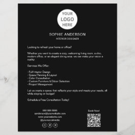 Flyer Logotipo personalizado moderno negro empresarial p